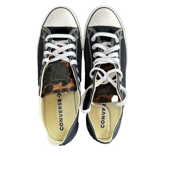 Converse Chuck Taylor Black Low Top Leopard Print Tongue Sneaker M 9.5/W 11.5 main image 6